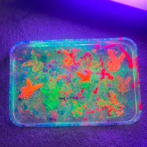 Neon colorful bunny tray